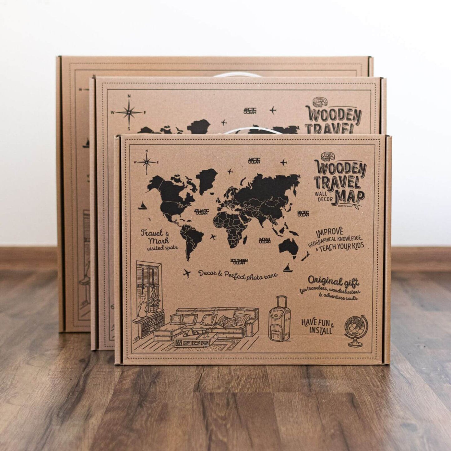 3D Wooden World Map Wall Art - Alcor