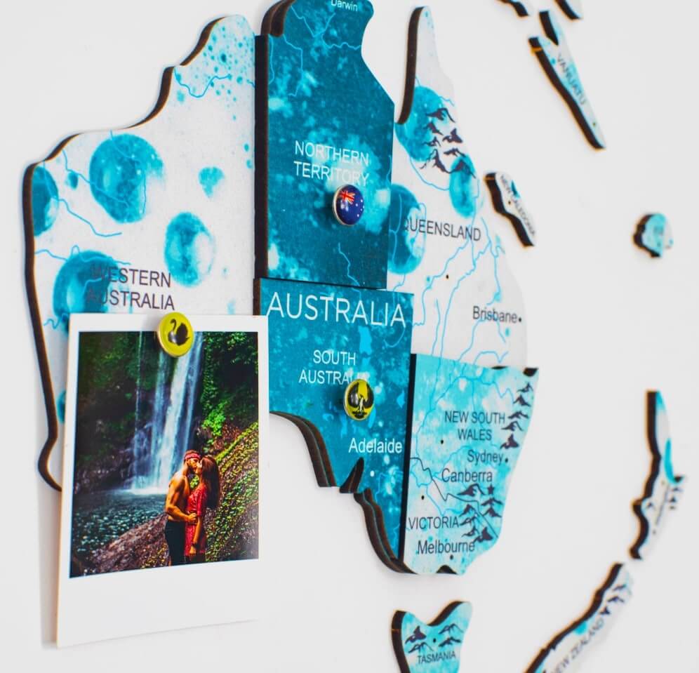 3D Wooden World Map Wall Art - Aurora
