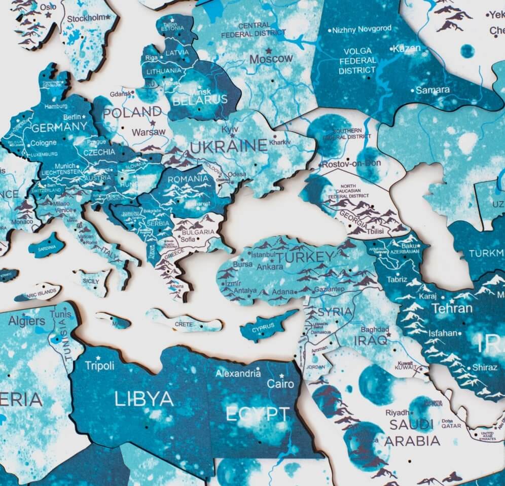 3D Wooden World Map Wall Art - Aurora