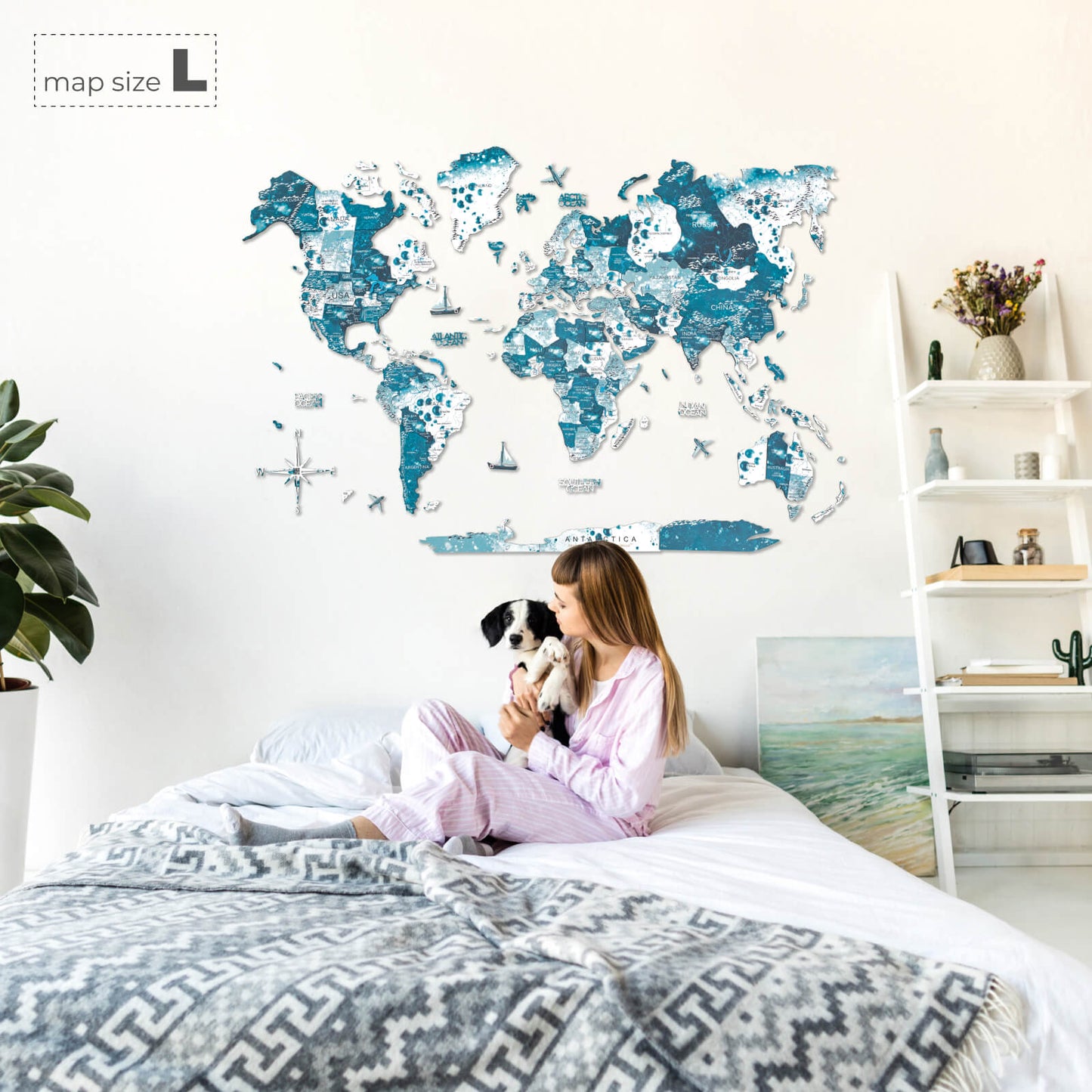 3D Wooden World Map Wall Art - Aurora