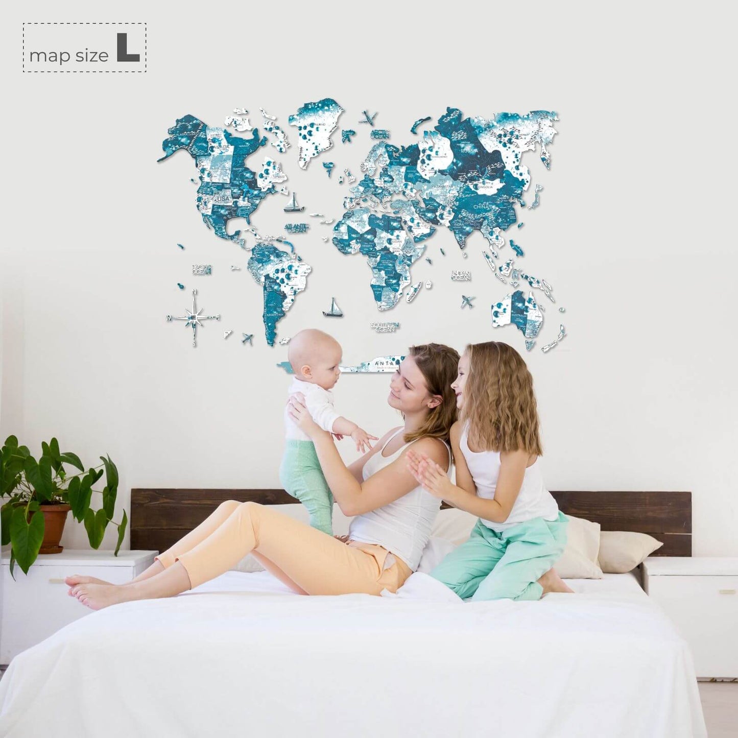 3D Wooden World Map Wall Art - Aurora