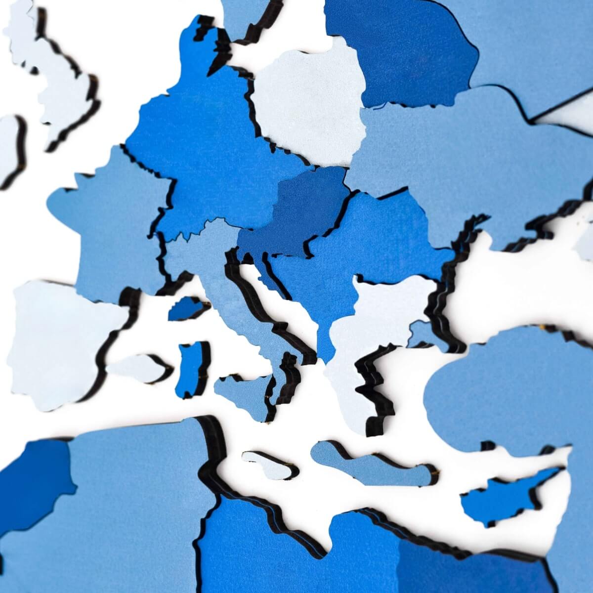 3D Wooden World Map Wall Art - Azure