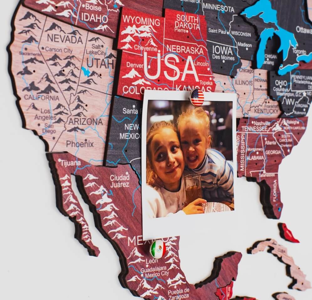 3D Wooden World Map Wall Art - Cliff