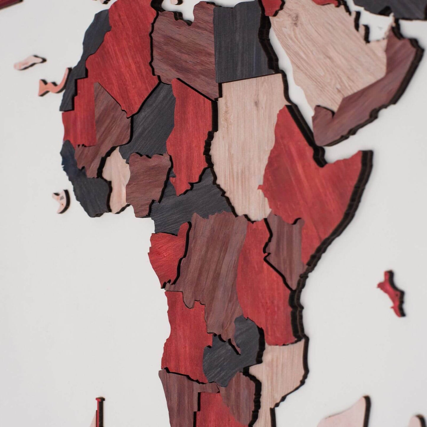 3D Wooden World Map Wall Art - Cliff