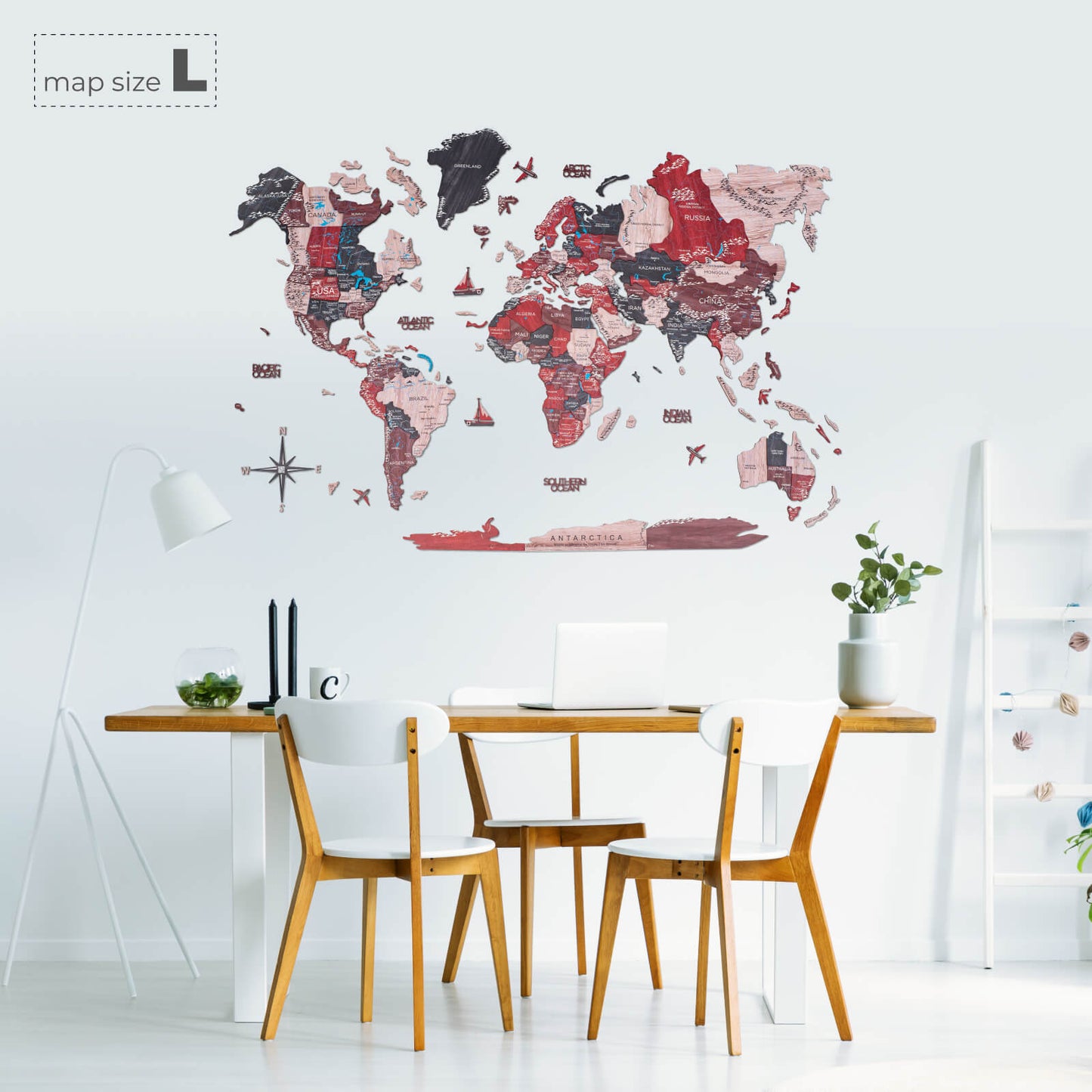 3D Wooden World Map Wall Art - Cliff