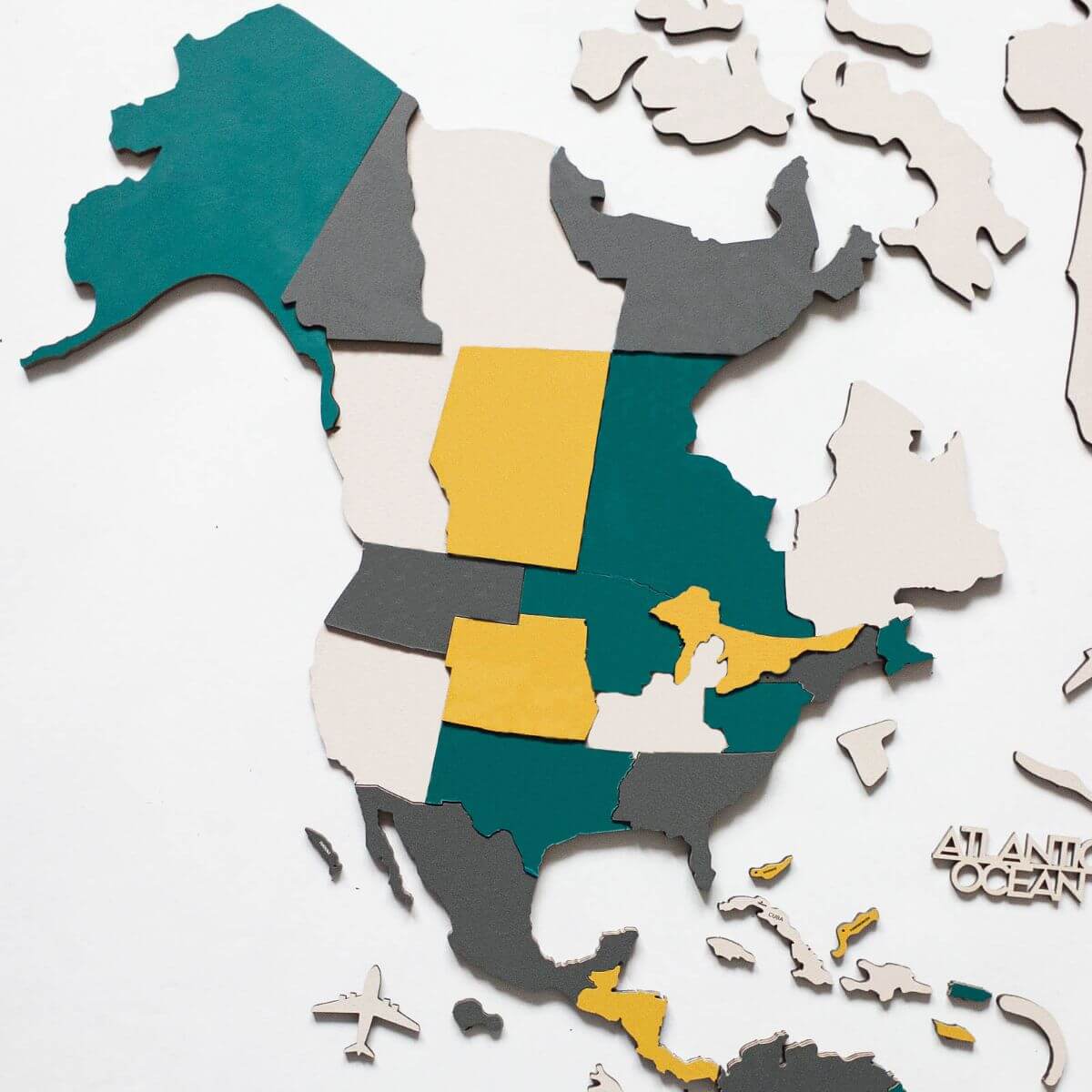 3D Wooden World Map Wall Art - Country