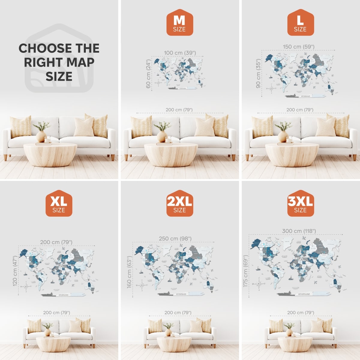 3D Wooden World Map Wall Art - Cruise