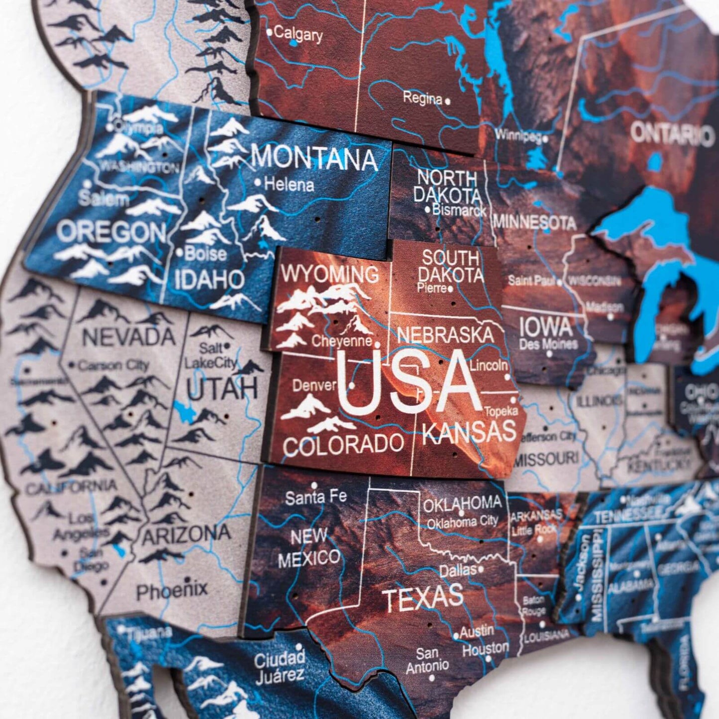 3D Wooden World Map Wall Art - Dune
