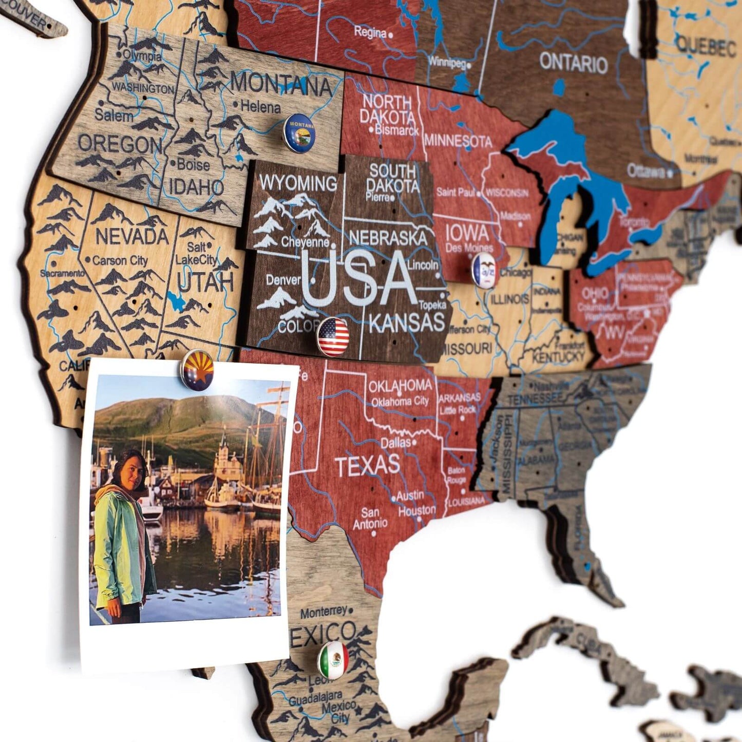 3D Wooden World Map Wall Art - Fusion