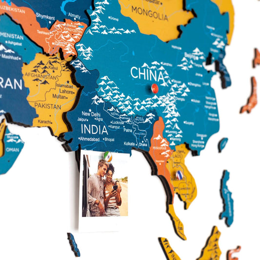 3D Wooden World Map Wall Art - Indie