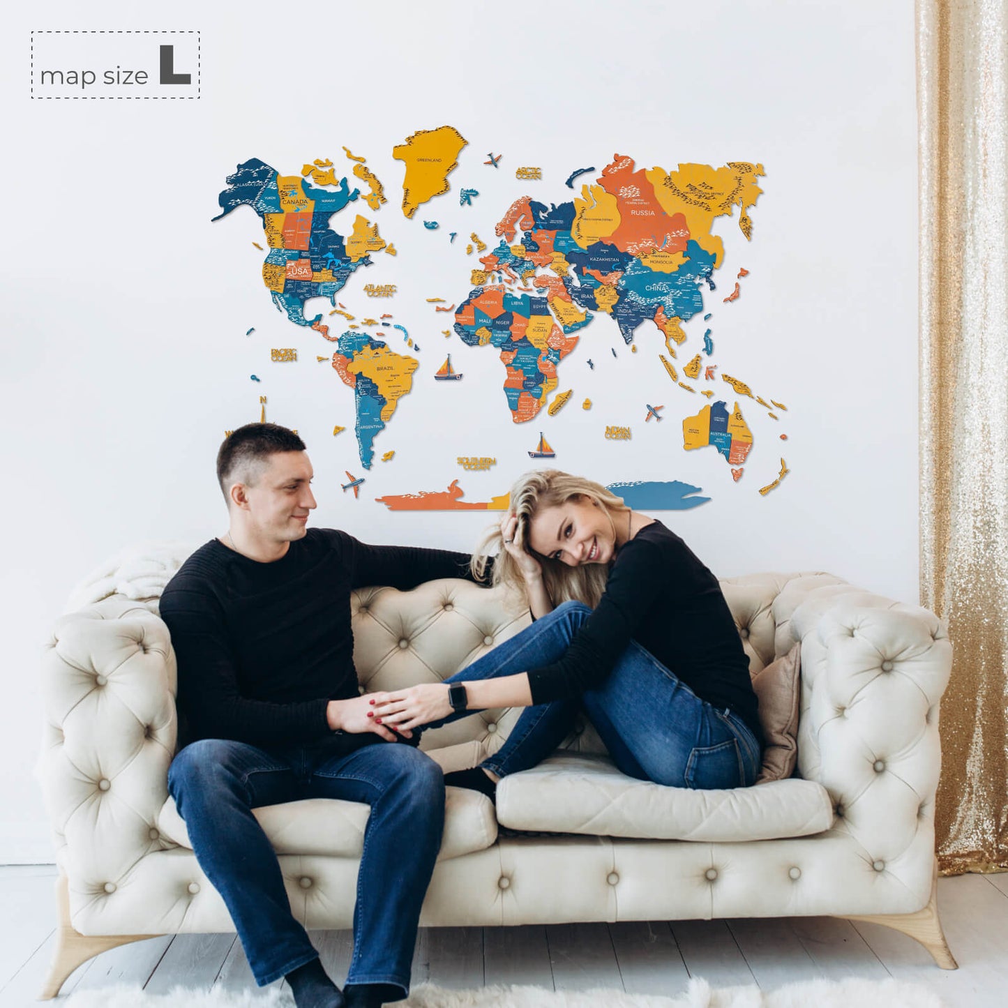 3D Wooden World Map Wall Art - Indie