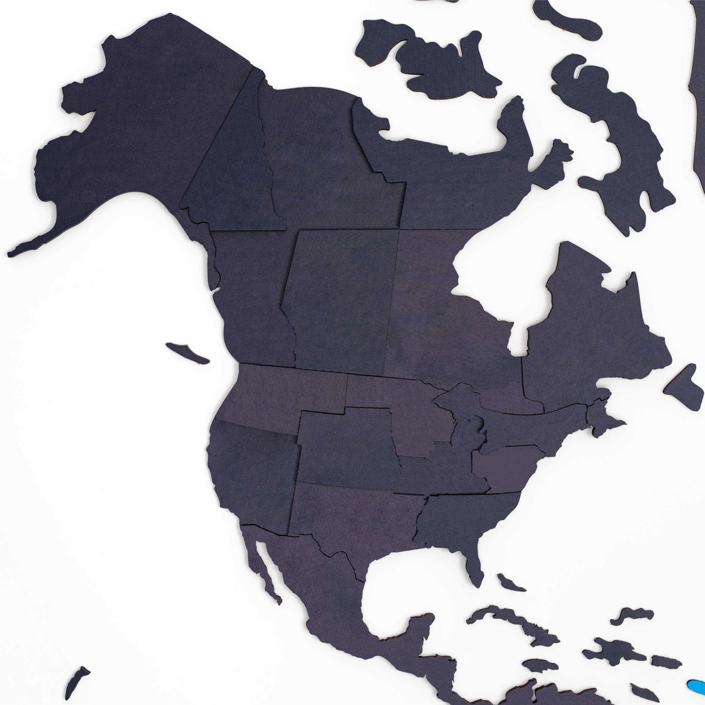 3D Wooden World Map Wall Art - Midnight