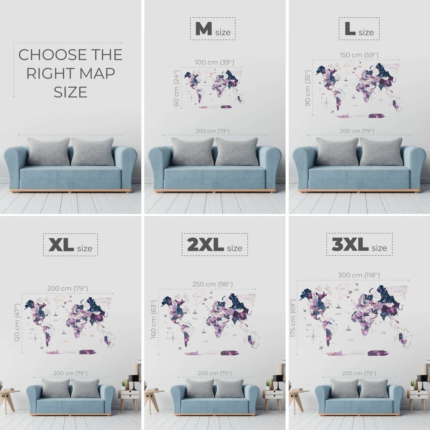 3D Wooden World Map Wall Art - Purple Milky Way