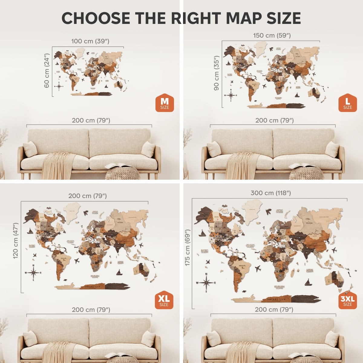 3D Wooden World Map Wall Art - Multicolor