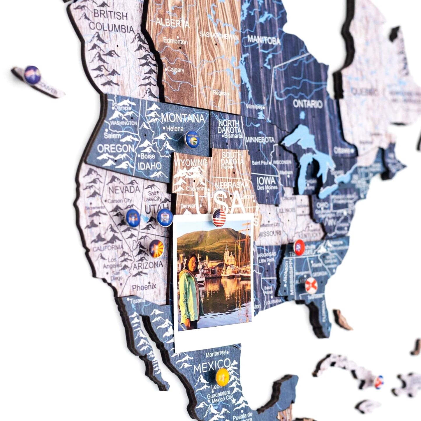 3D Wooden World Map Wall Art - Mystery