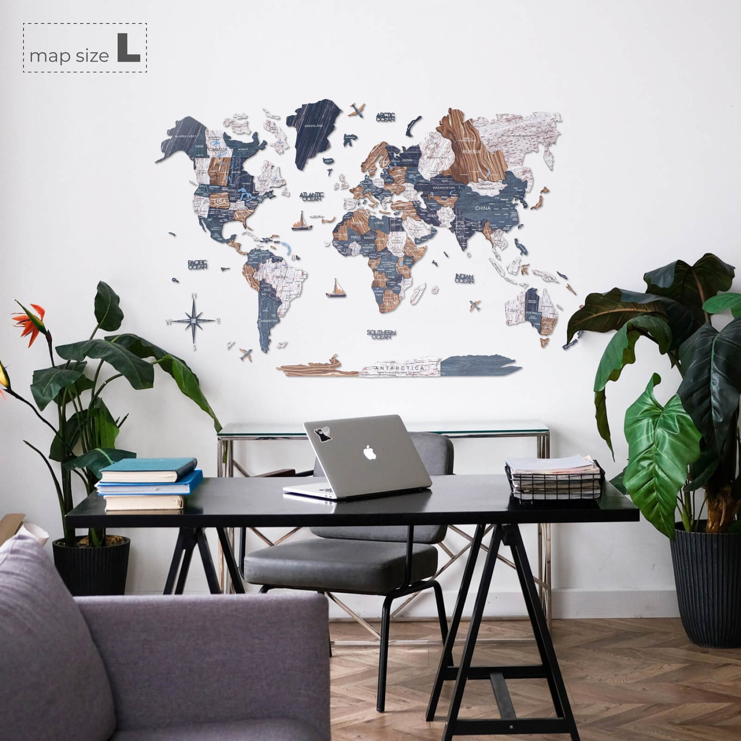 3D Wooden World Map Wall Art - Mystery