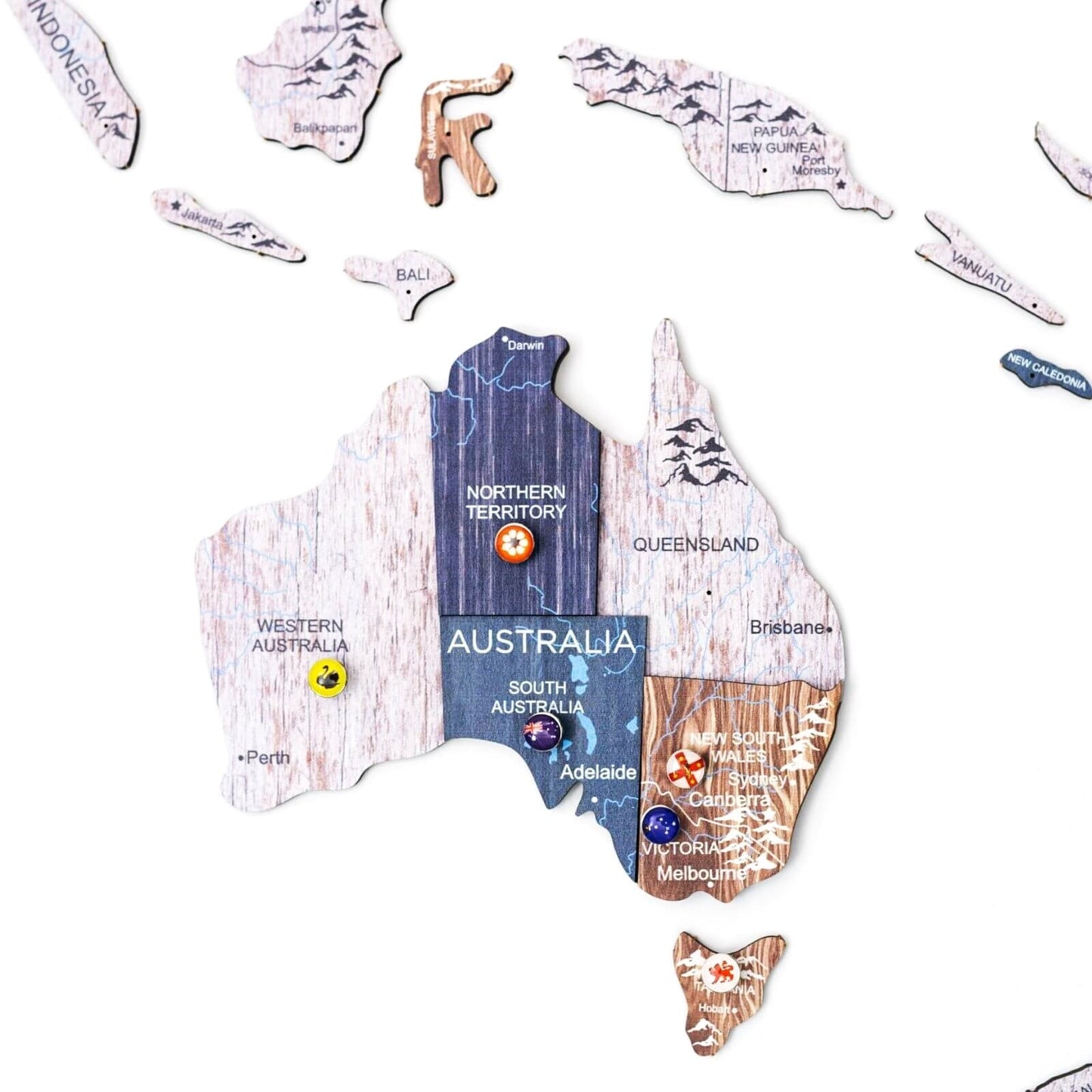 3D Wooden World Map Wall Art - Mystery