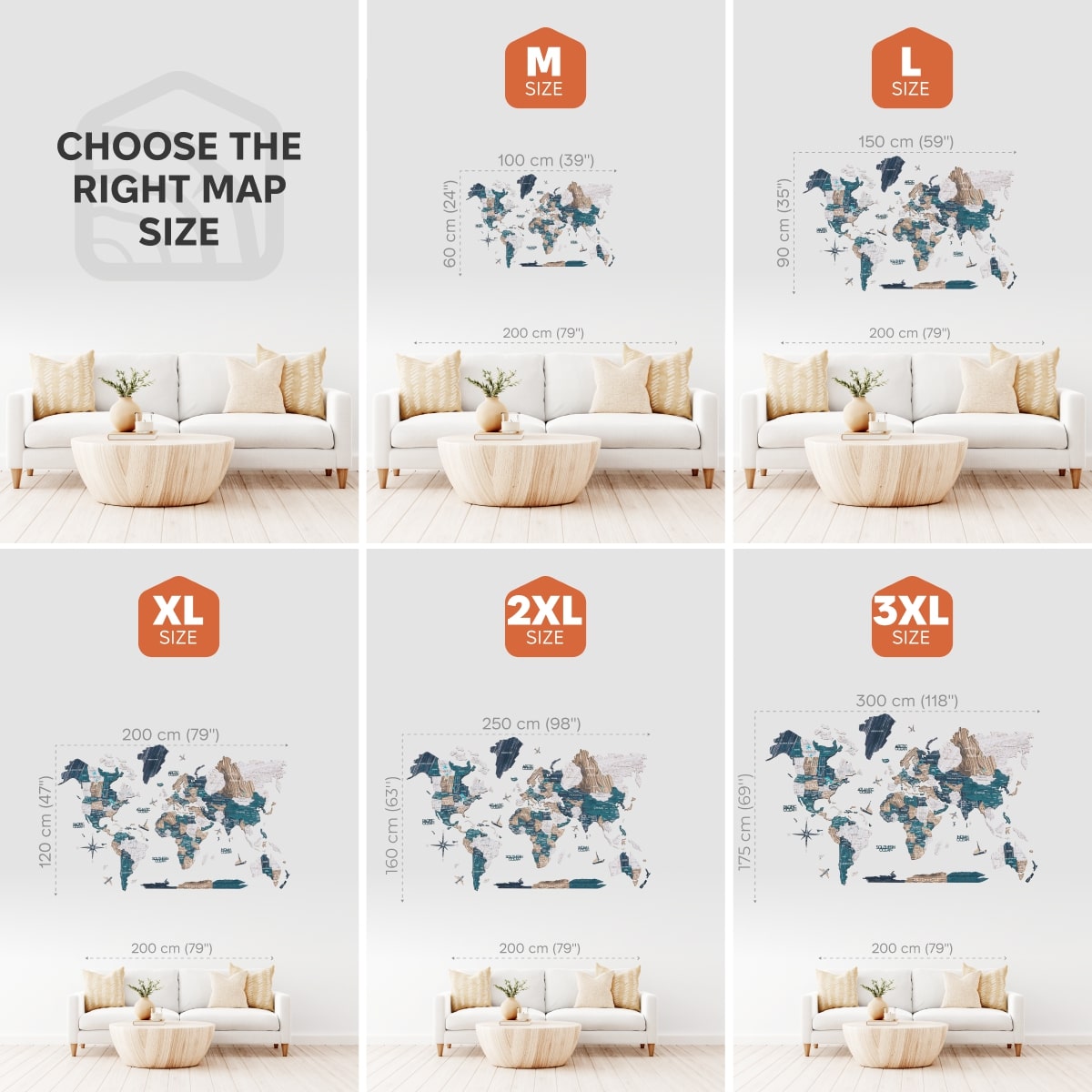 3D Wooden World Map Wall Art - Mystery