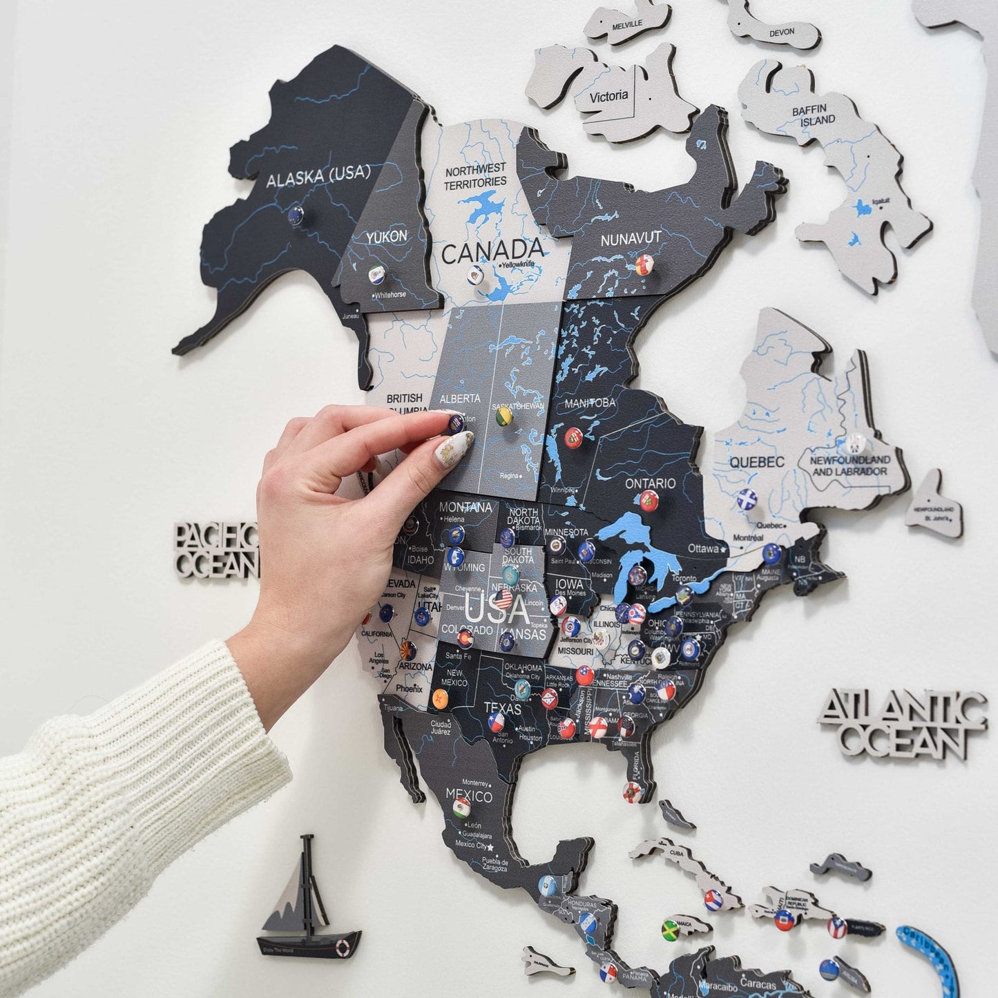 3D Wooden World Map Wall Art - Nordik