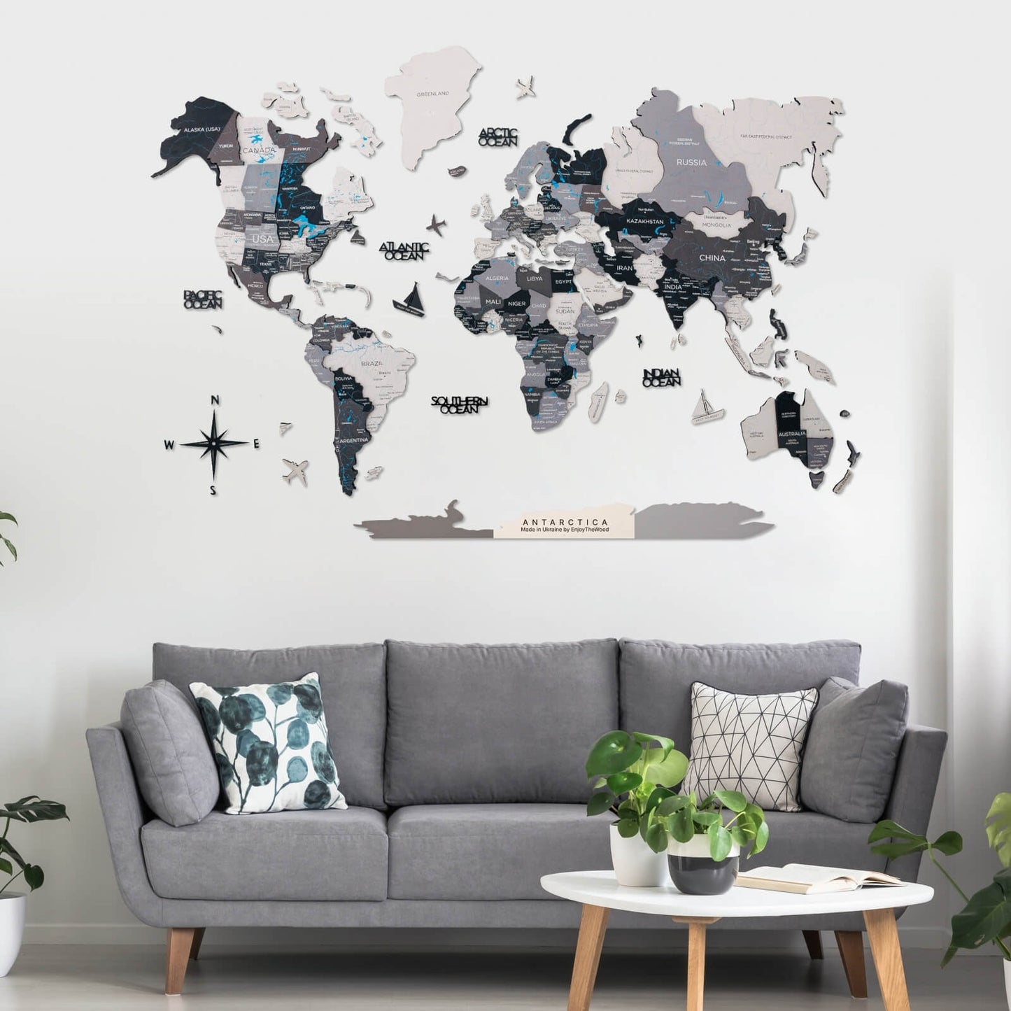 3D Wooden World Map Wall Art - Nordik