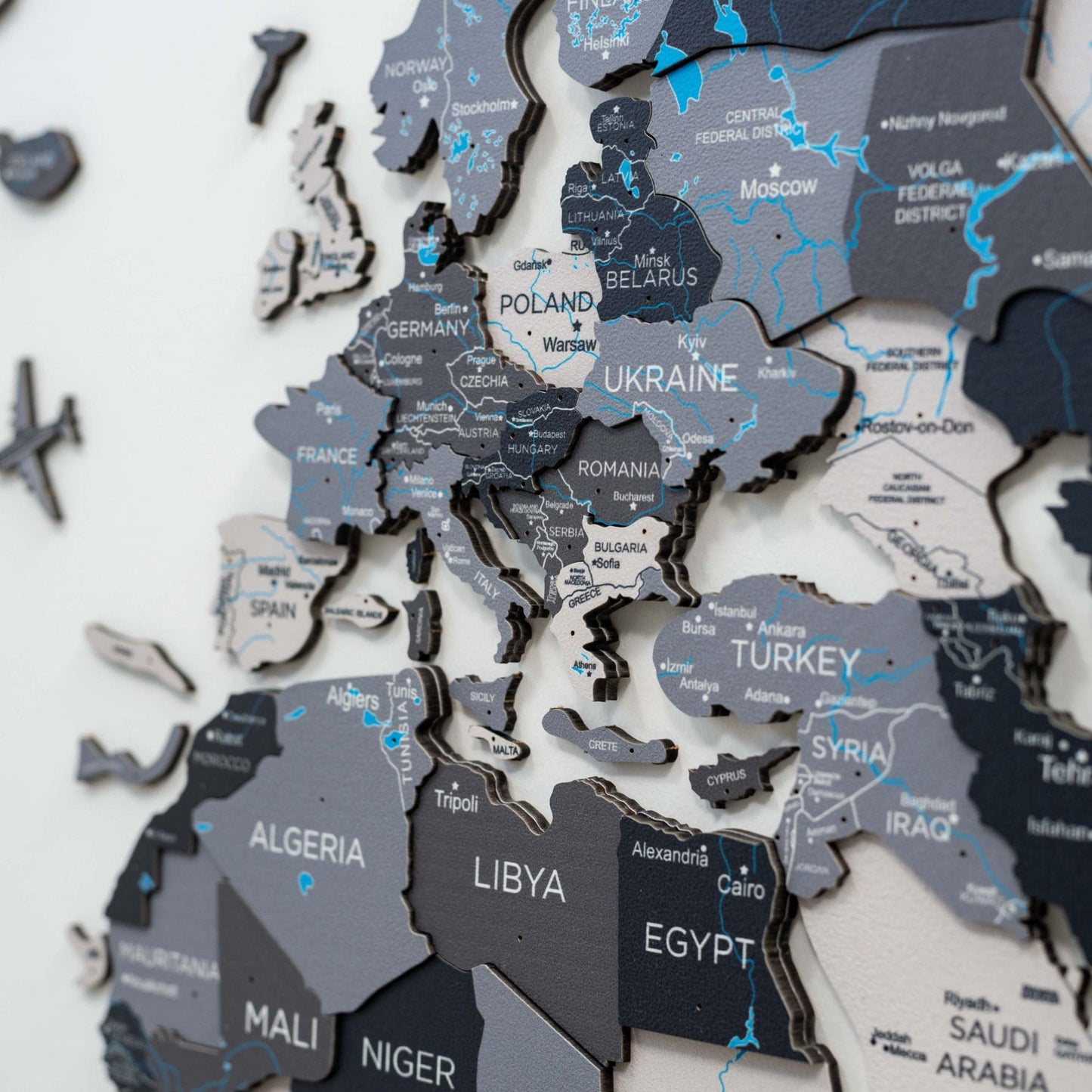 3D Wooden World Map Wall Art - Nordik