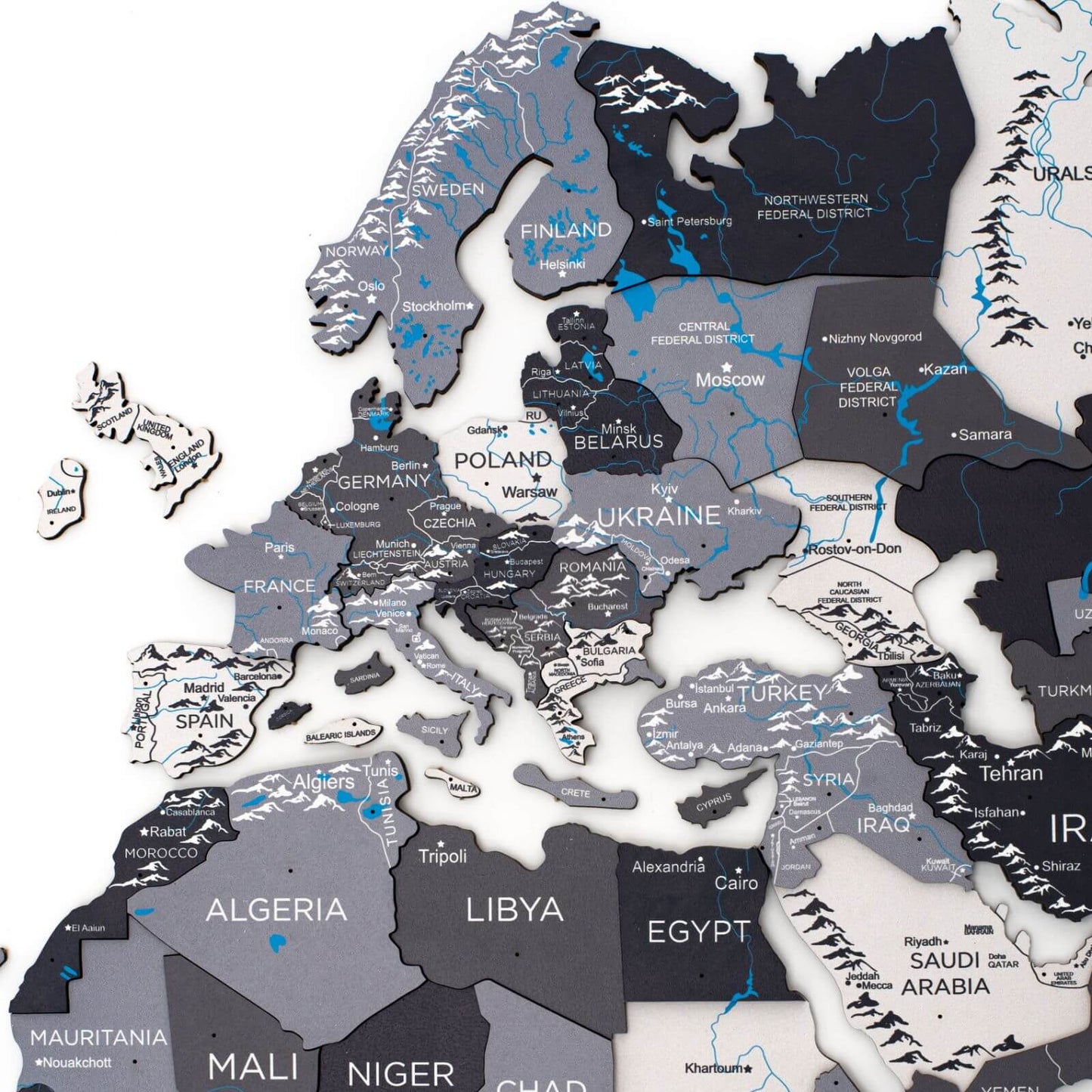 3D Wooden World Map Wall Art - Nordik