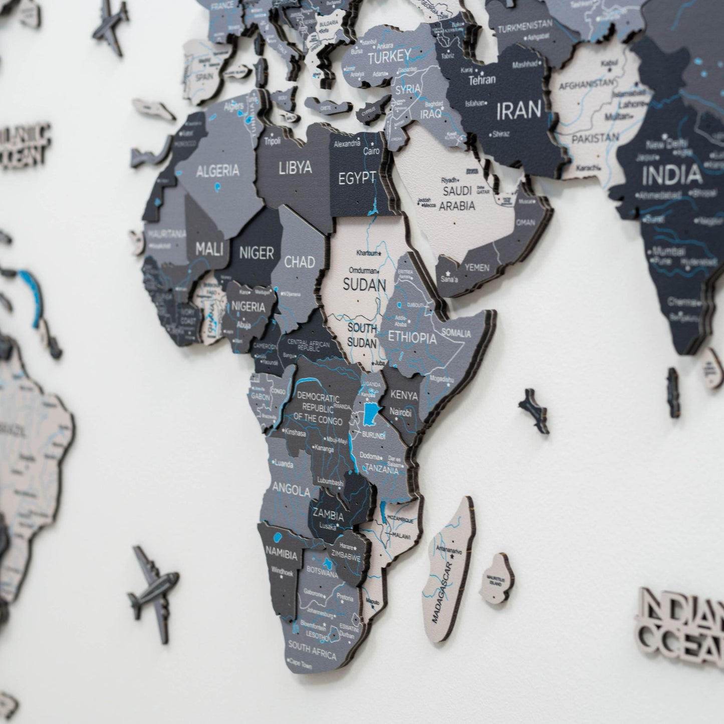 3D Wooden World Map Wall Art - Nordik