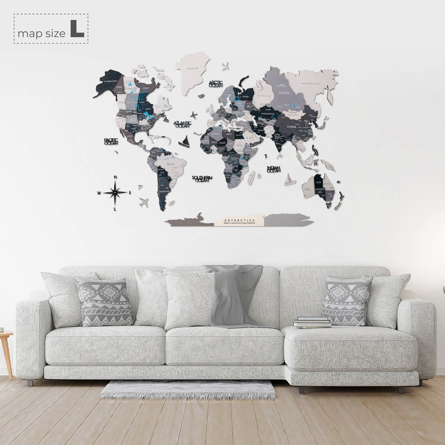 3D Wooden World Map Wall Art - Nordik US