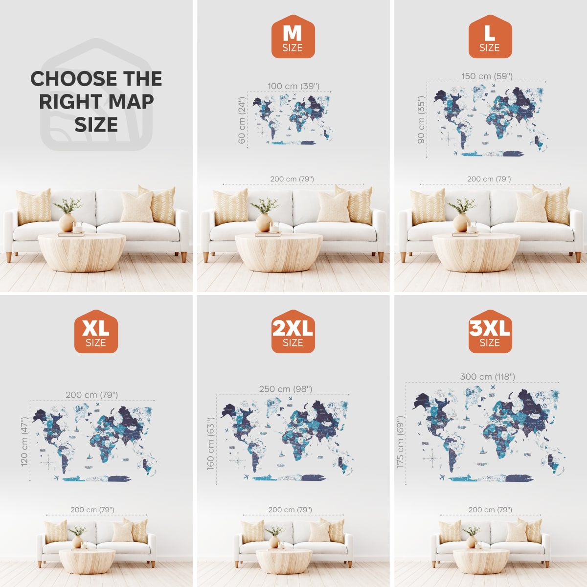 3D Wooden World Map Wall Art - Ocean