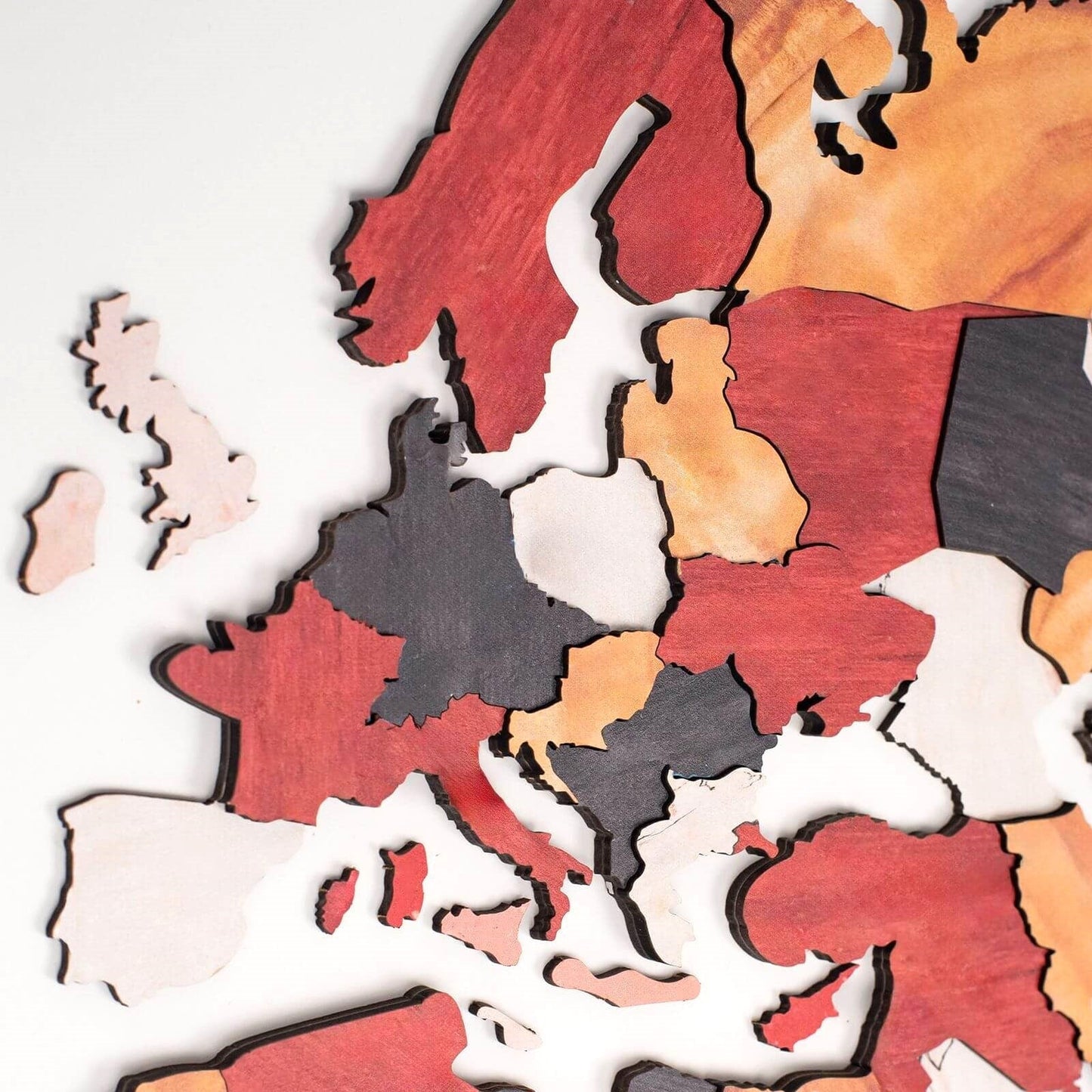 3D Wooden World Map Wall Art - Onyx