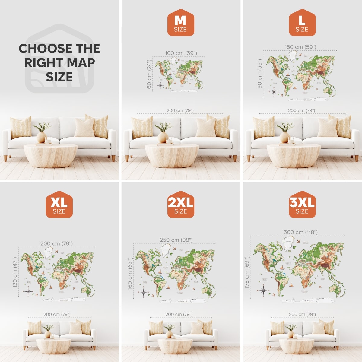 3D Wooden World Map Wall Art - Physical