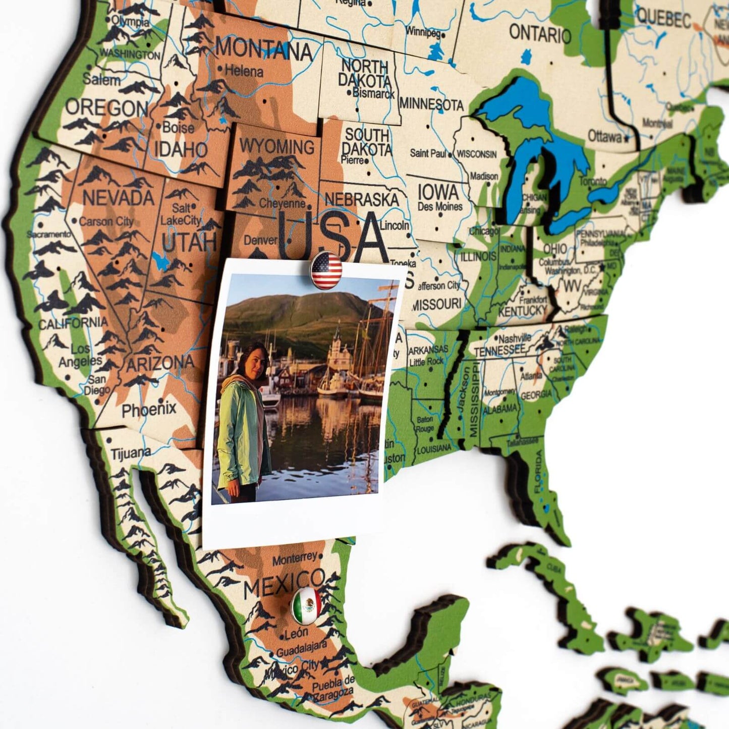 3D Wooden World Map Wall Art - Physical