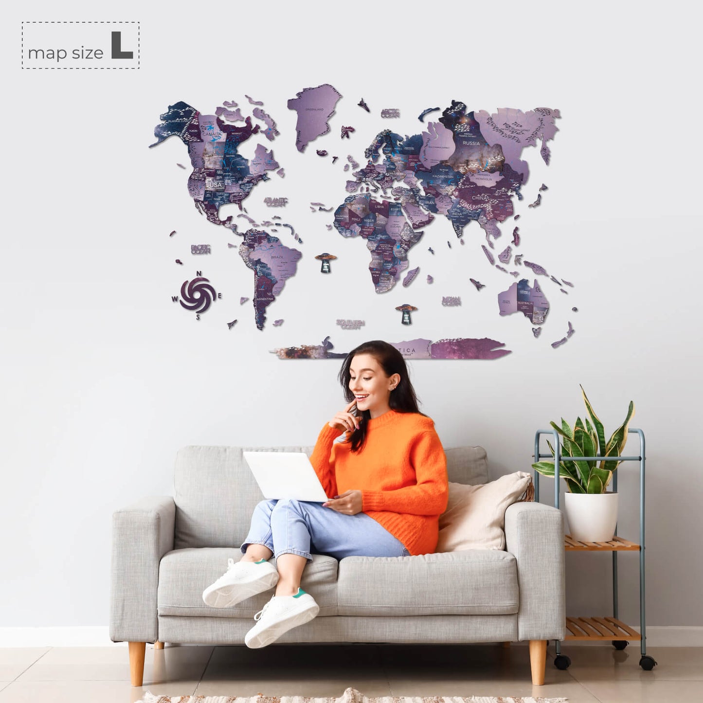 3D Wooden World Map Wall Art - Sirius