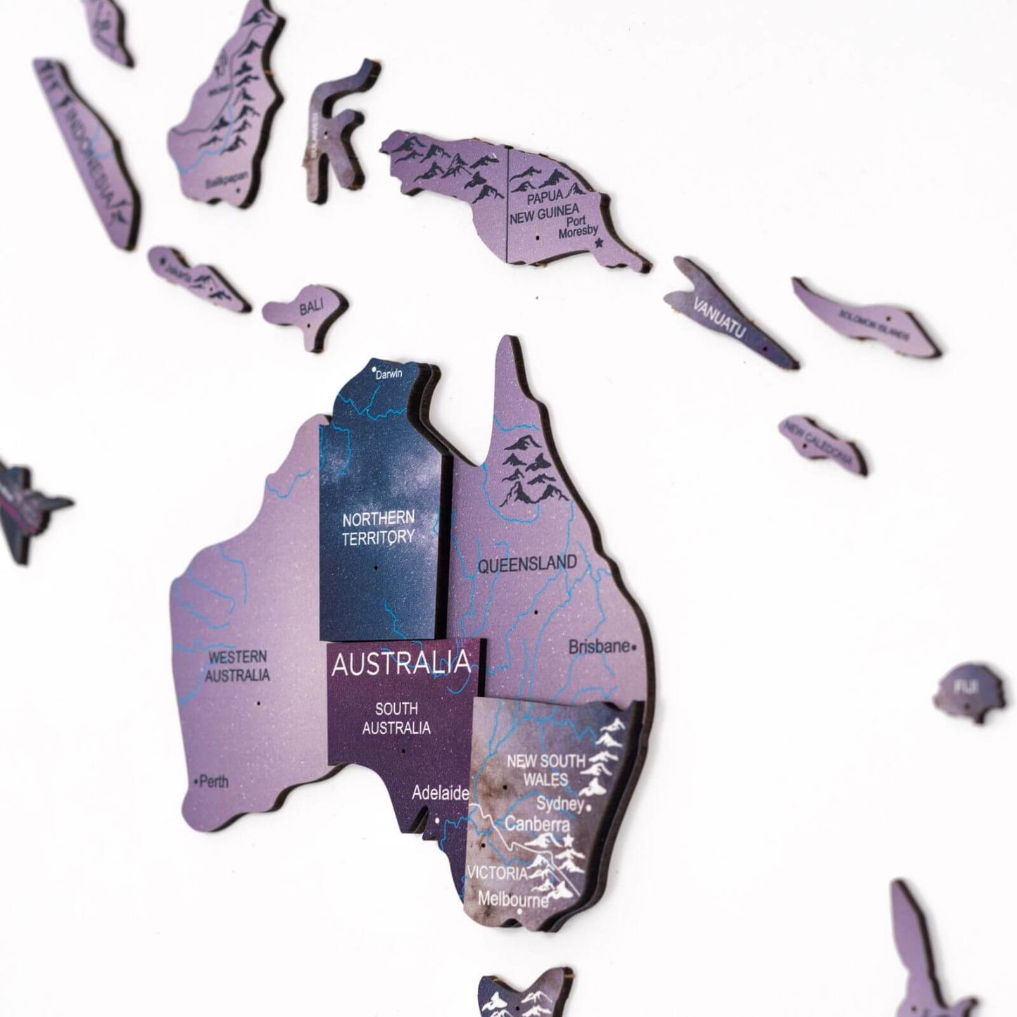 3D Wooden World Map Wall Art - Sirius