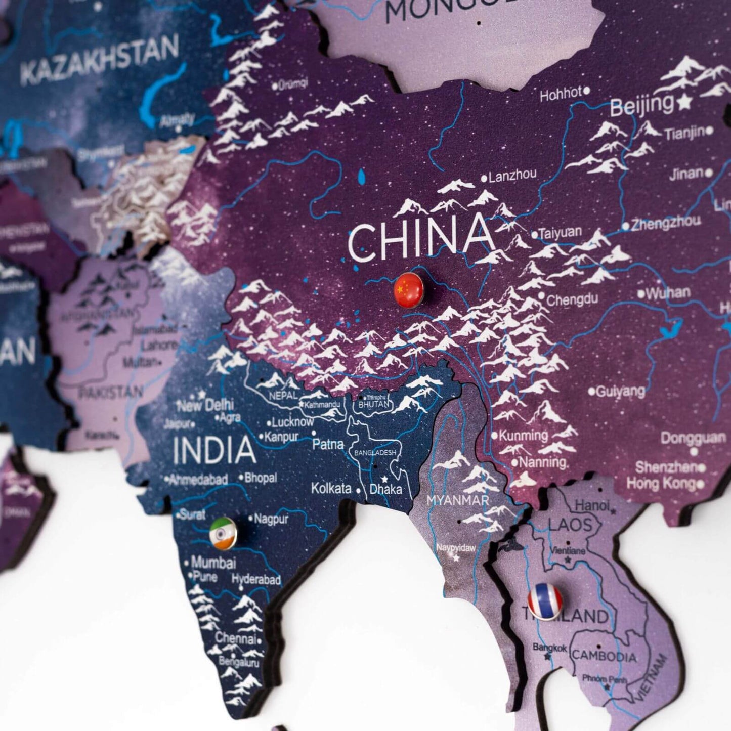 3D Wooden World Map Wall Art - Sirius