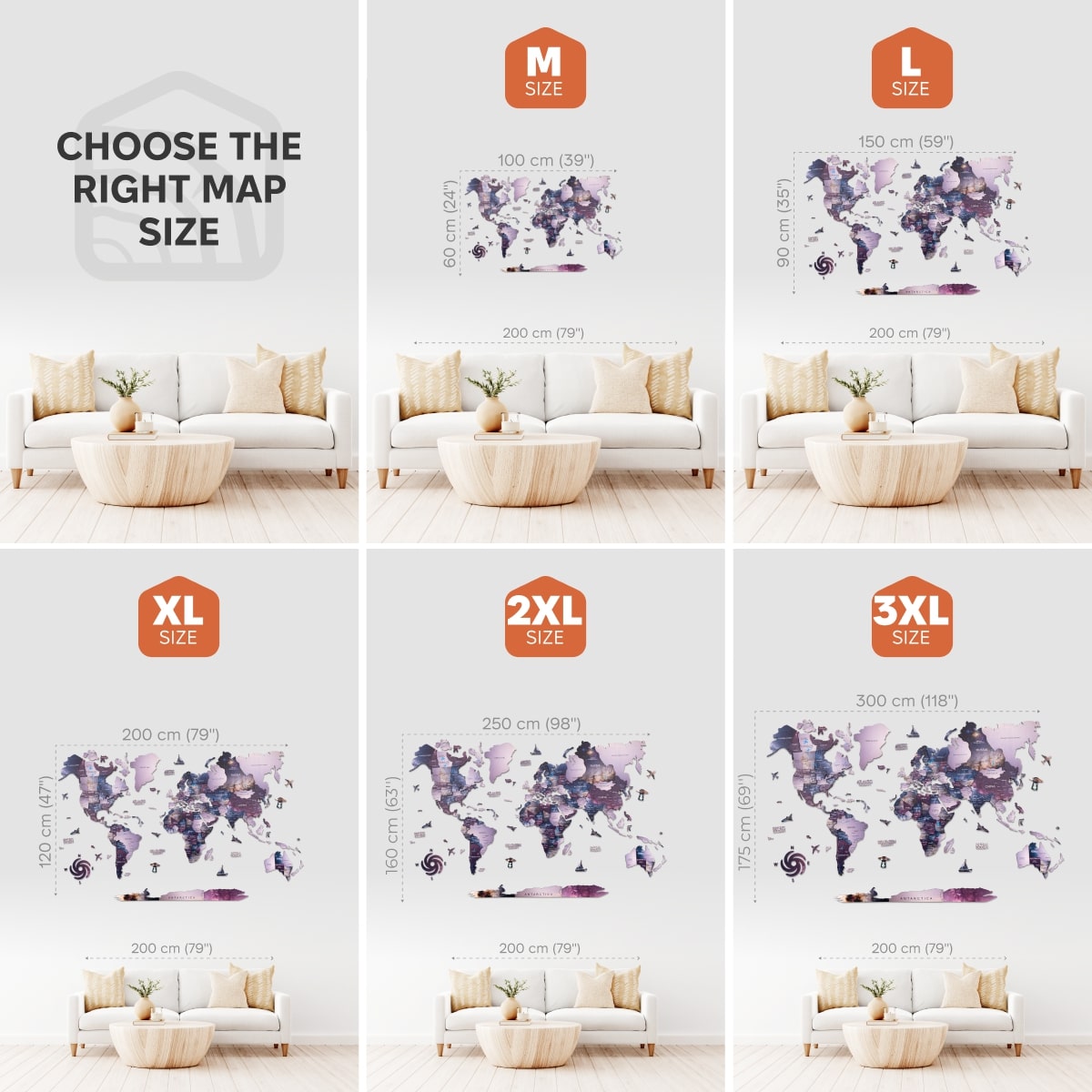 3D Wooden World Map Wall Art - Sirius