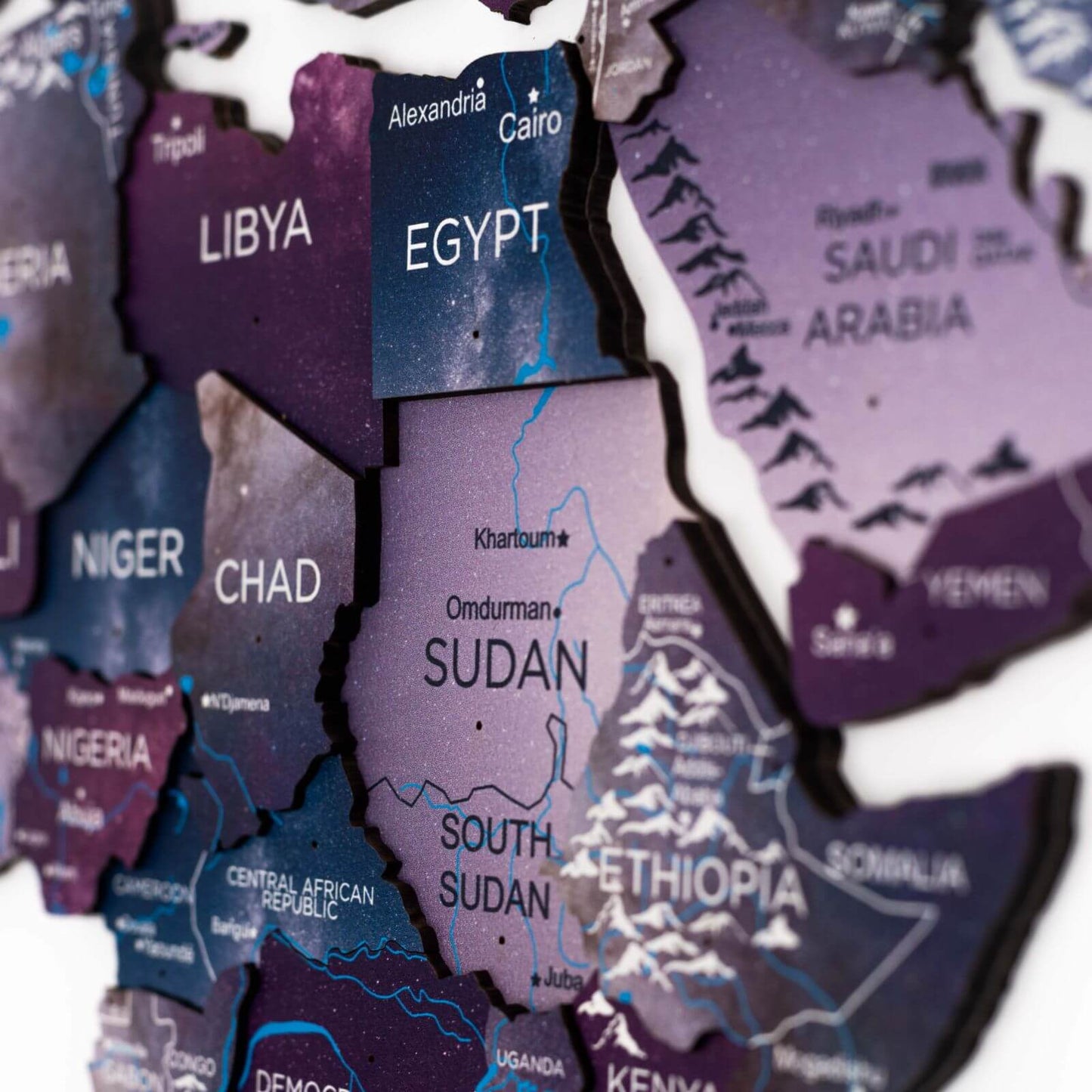 3D Wooden World Map Wall Art - Sirius