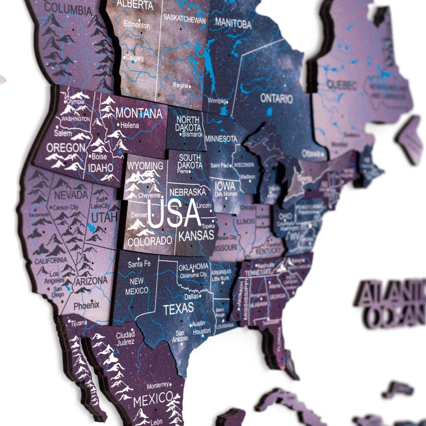 3D Wooden World Map Wall Art - Sirius