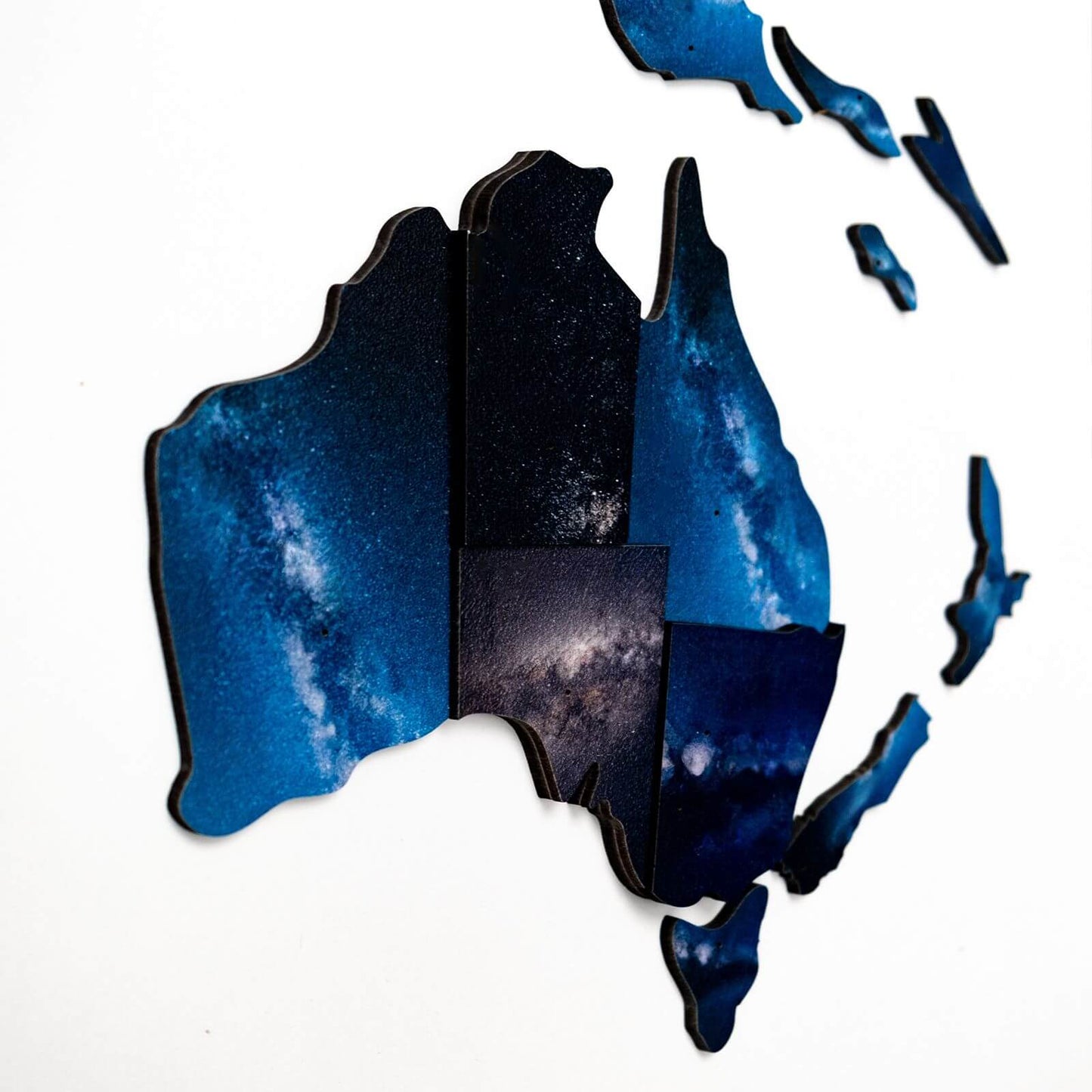 3D Wooden World Map Wall Art - Space