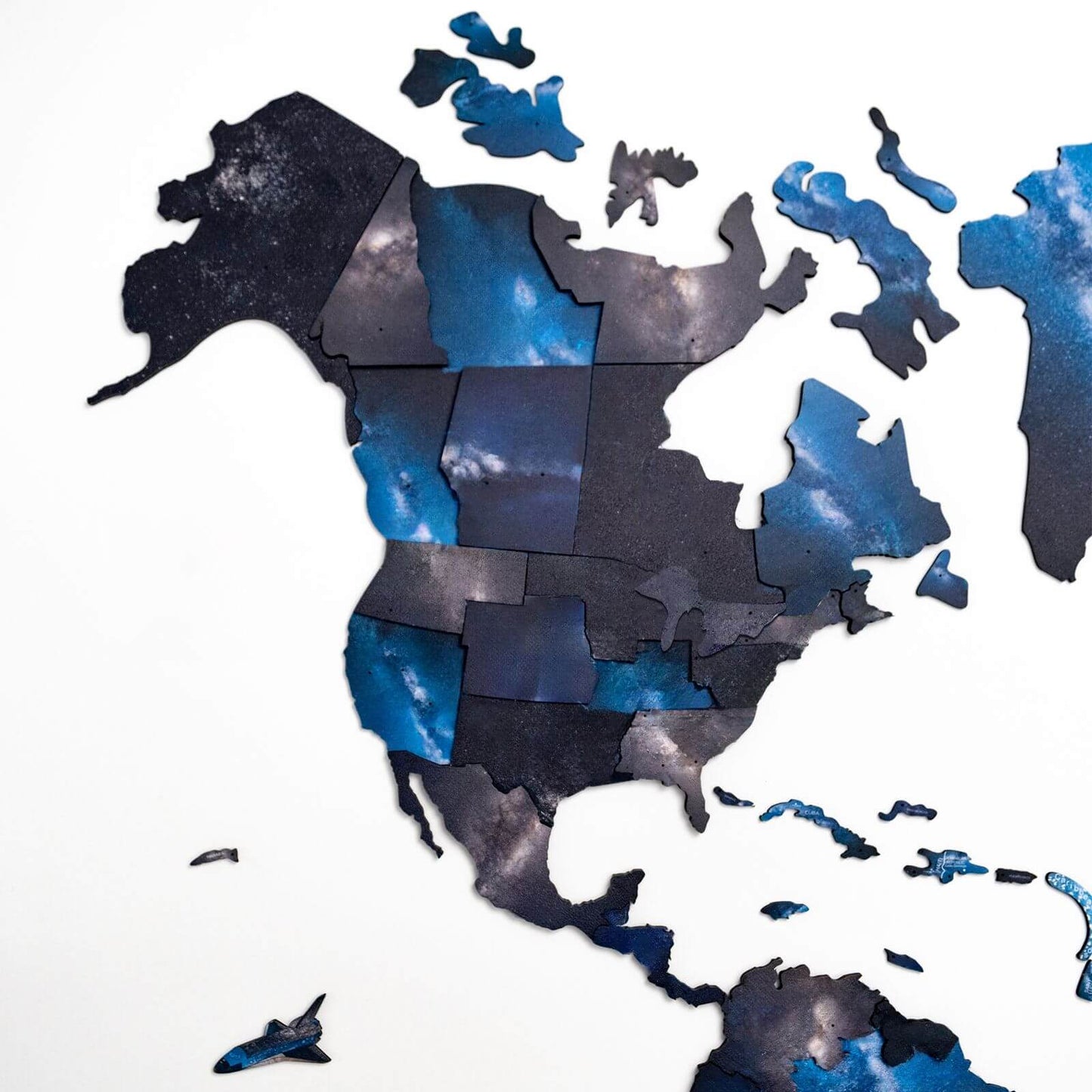 3D Wooden World Map Wall Art - Space