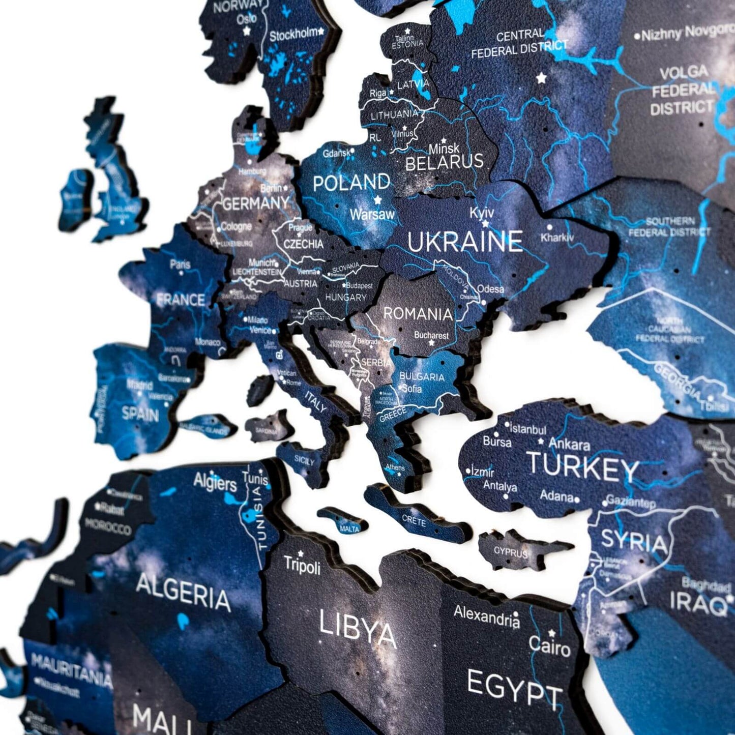 3D Wooden World Map Wall Art - Space