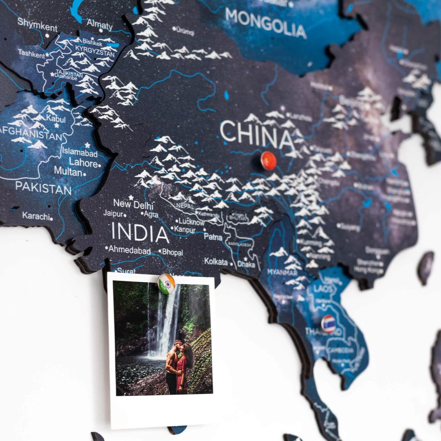 3D Wooden World Map Wall Art - Space