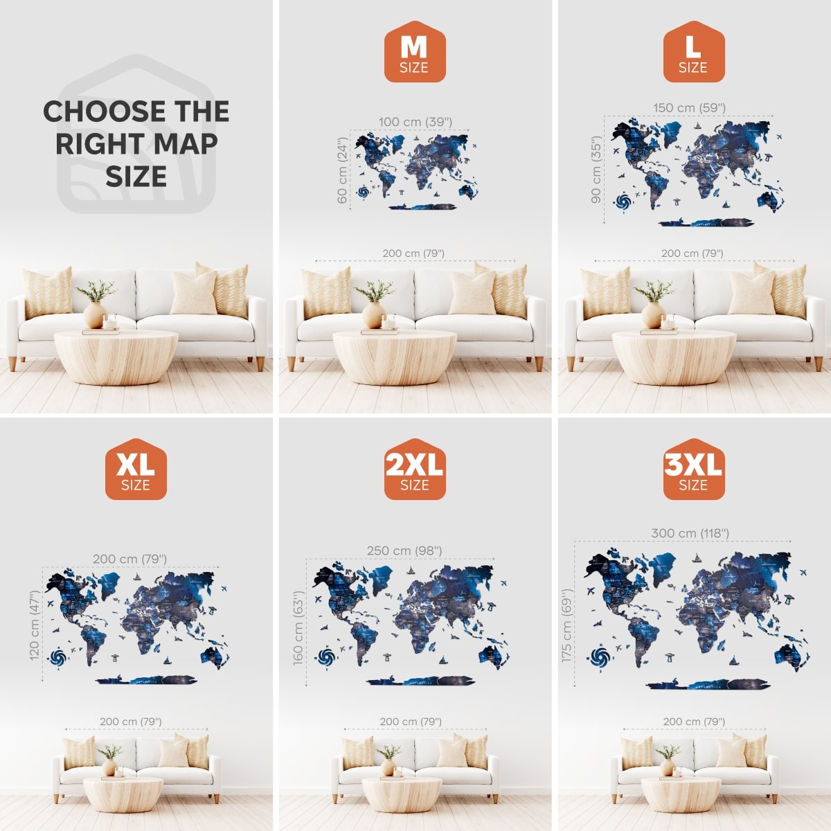3D Wooden World Map Wall Art - Space
