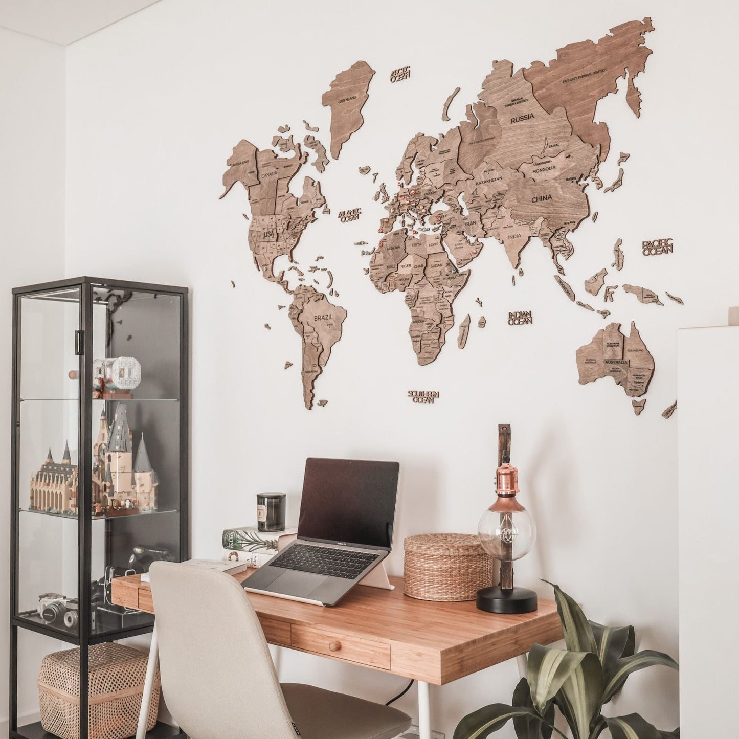 3D Wooden World Map Wall Art - Terra