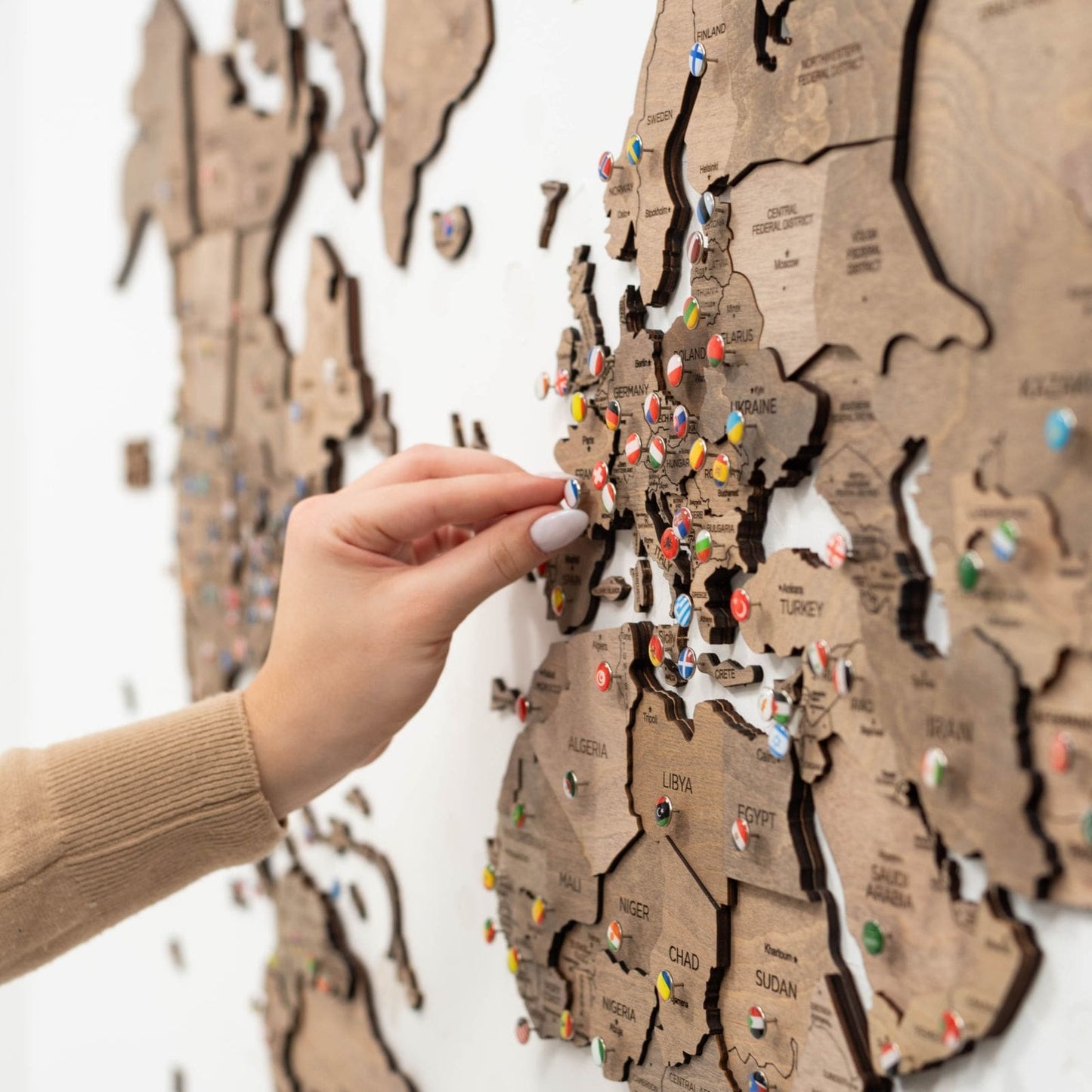 3D Wooden World Map Wall Art - Terra