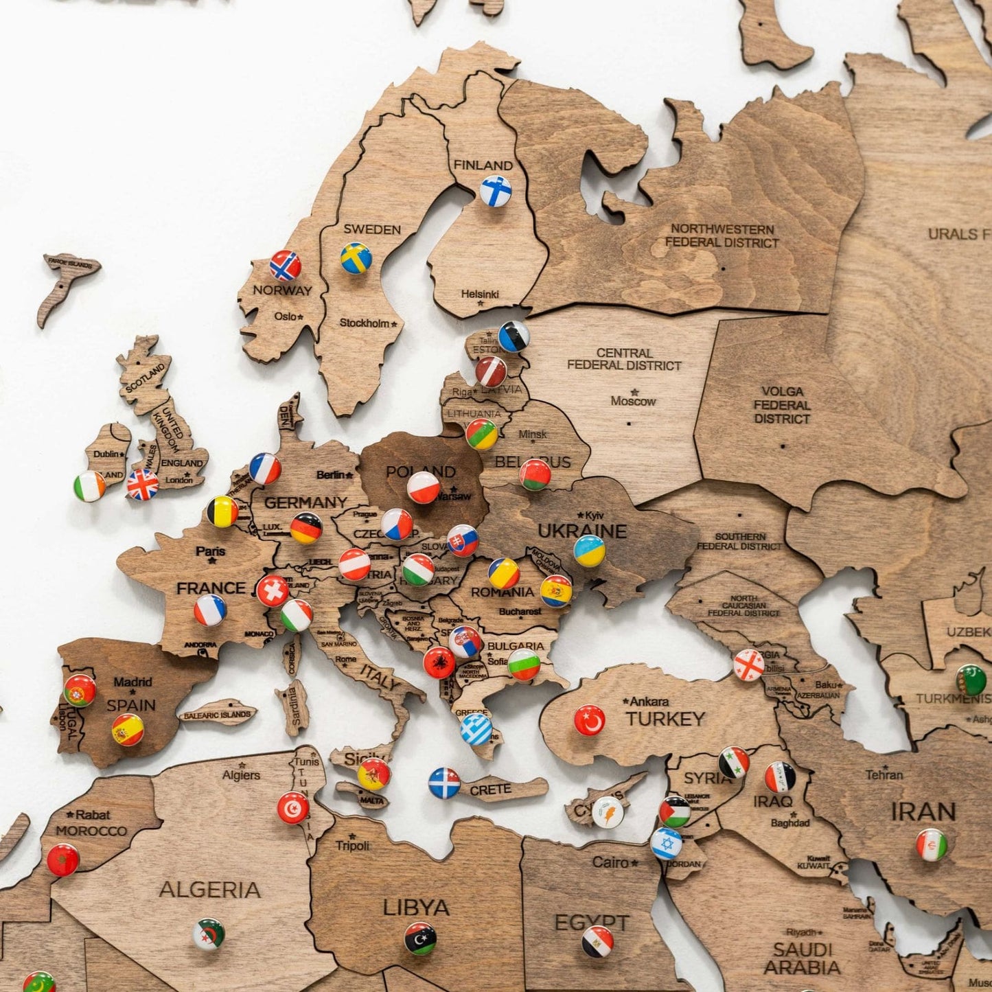 3D Wooden World Map Wall Art - Terra