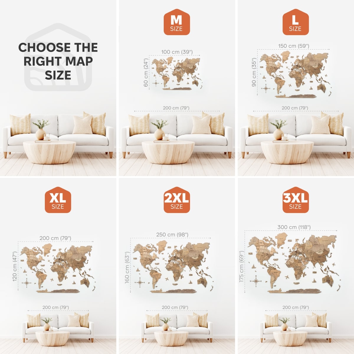 3D Wooden World Map Wall Art - Terra