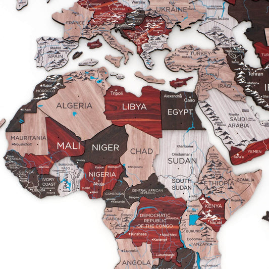 3D Wooden World Map Wall Art - Urban