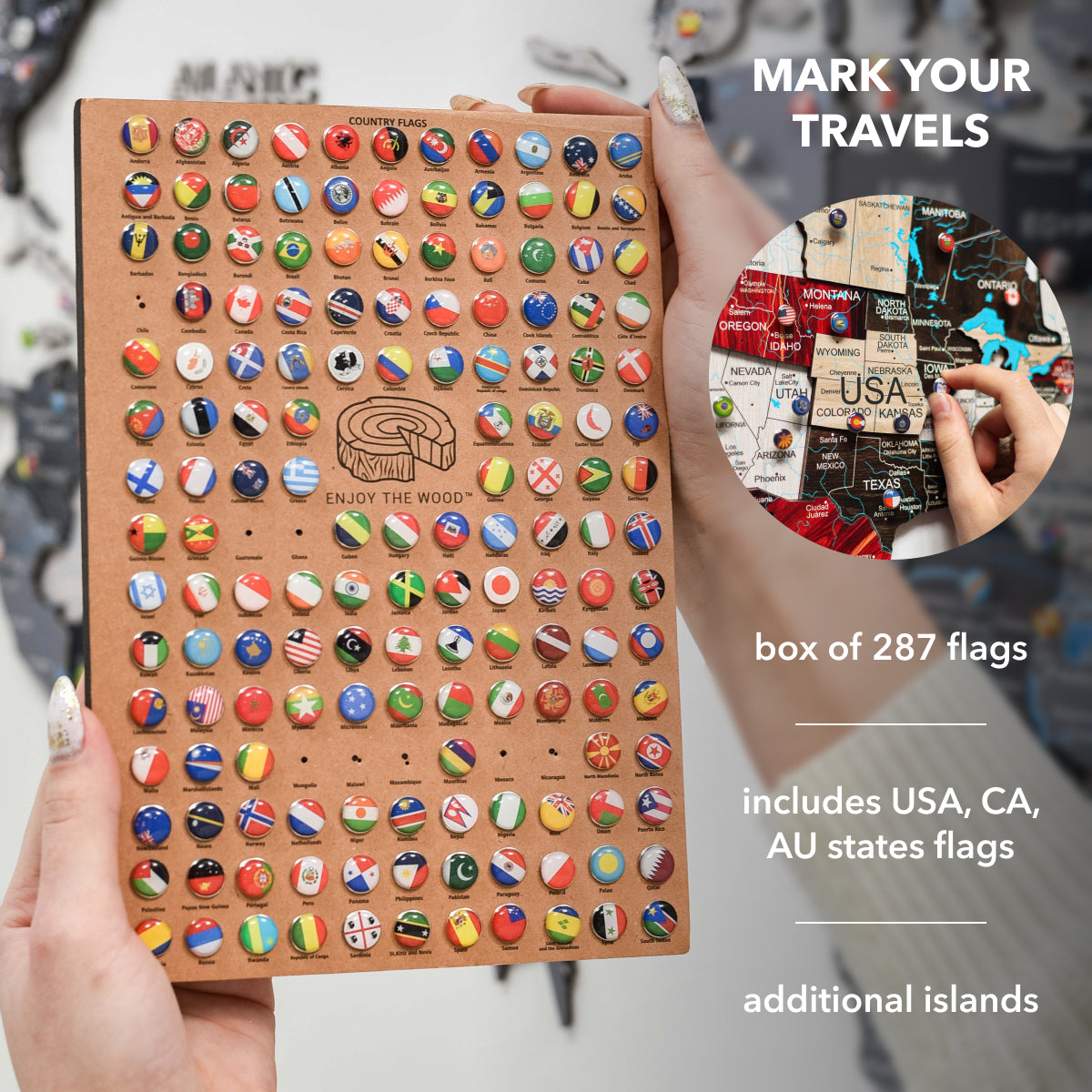 3D Wooden World Map Wall Art - Urban