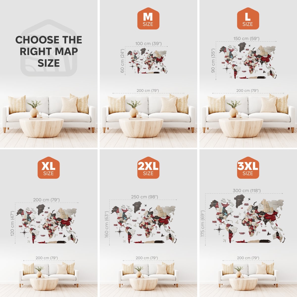 3D Wooden World Map Wall Art - Urban